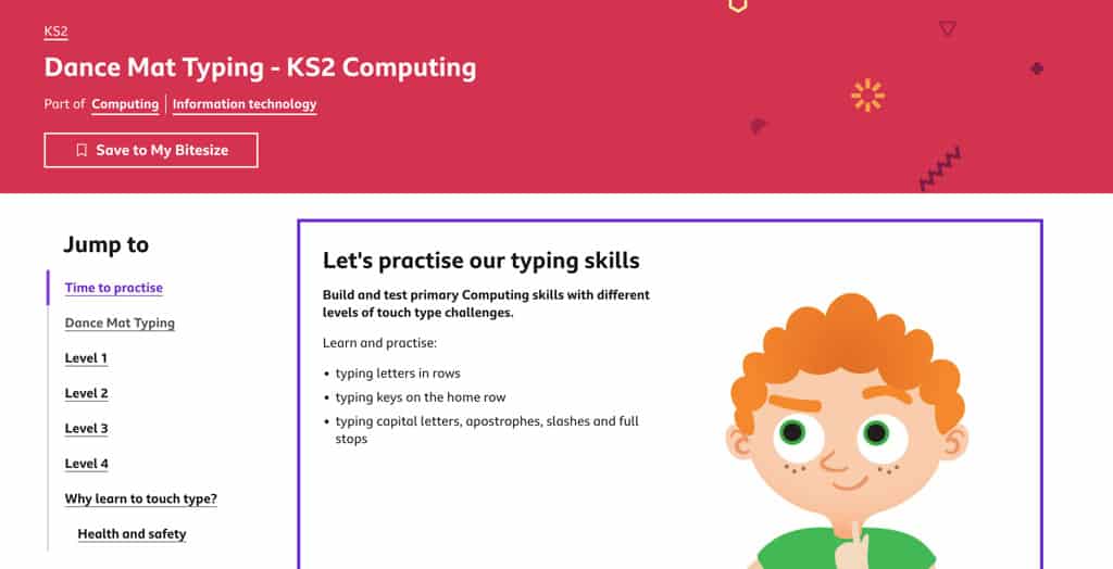 user interface of dance-mat-typing-program-kids
