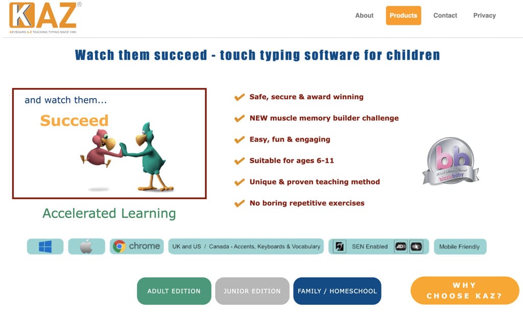 user interface of kaz-typing-program-kids
