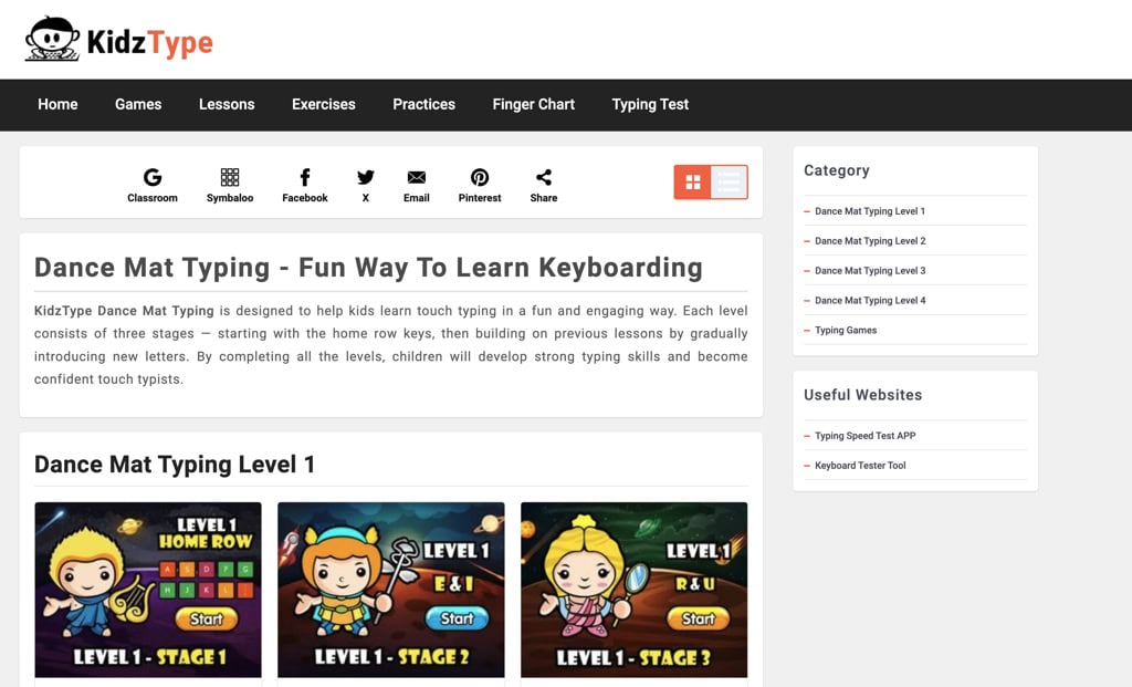 user interface of kidztype-typing-program-kids