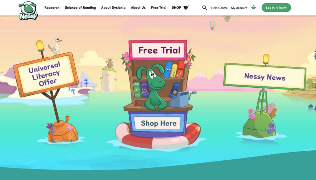 interface of nessy-fingers-program-kids