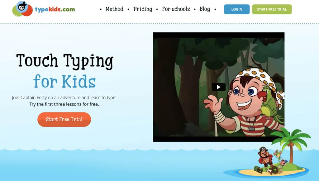 user interface of typekids-typing-program-kids