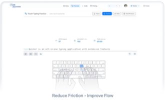 showing the ai interface with virtual keyboard and ai statistics of the typequicker software