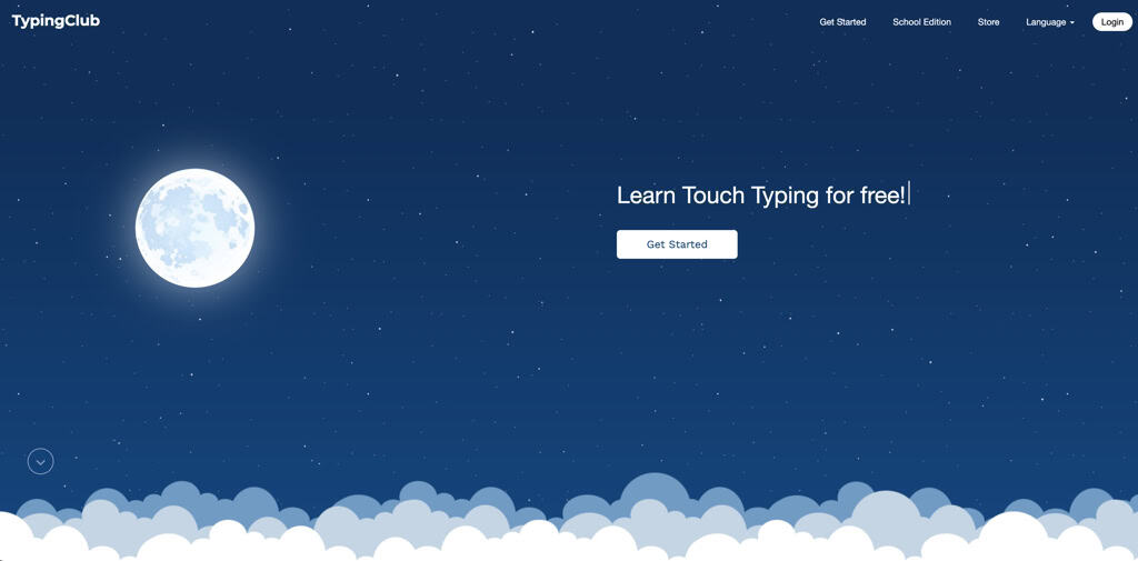 user interface of typingclub-program-kids