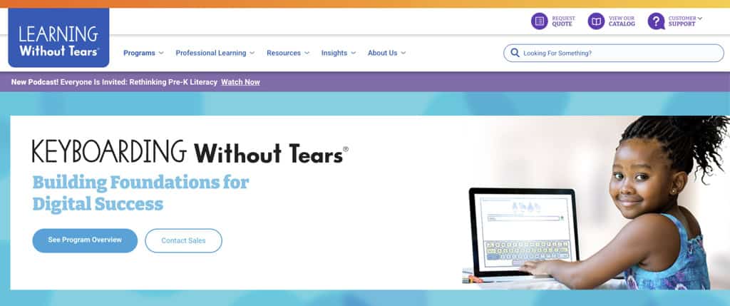 user interface of typing without tears-homeschool-edition